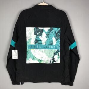 Disney Star Wars Rebel Leader 1/2 Snap Anorak Jacket M Black Teal Casual NWT